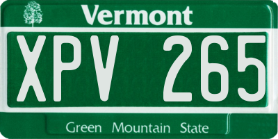 VT license plate XPV265