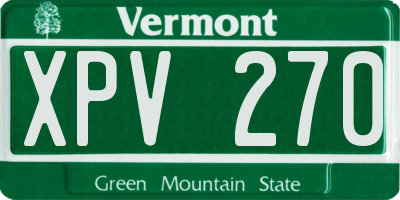 VT license plate XPV270