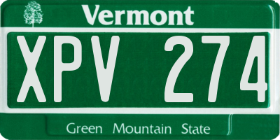 VT license plate XPV274