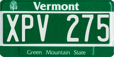 VT license plate XPV275
