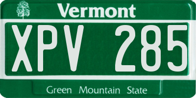 VT license plate XPV285