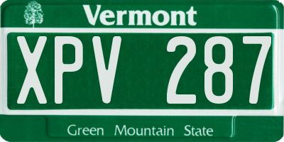 VT license plate XPV287