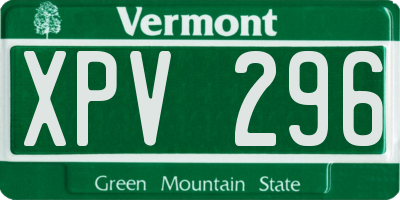 VT license plate XPV296