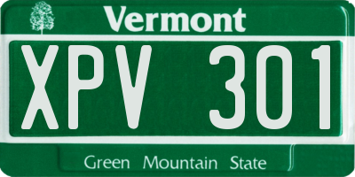 VT license plate XPV301