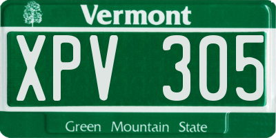 VT license plate XPV305