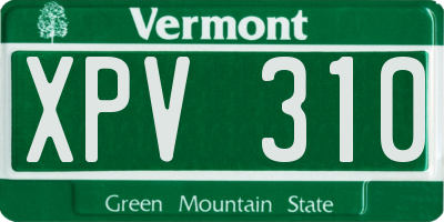 VT license plate XPV310