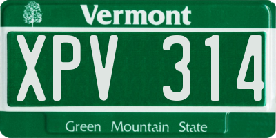 VT license plate XPV314