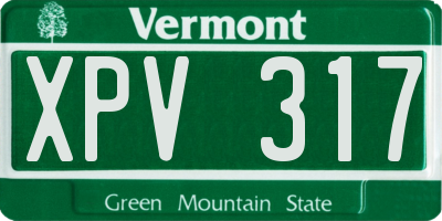 VT license plate XPV317
