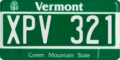 VT license plate XPV321