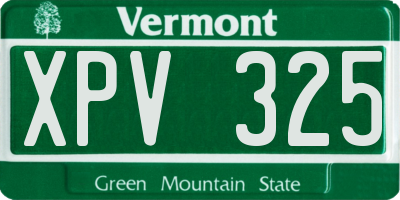 VT license plate XPV325