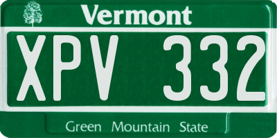 VT license plate XPV332