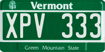 VT license plate XPV333