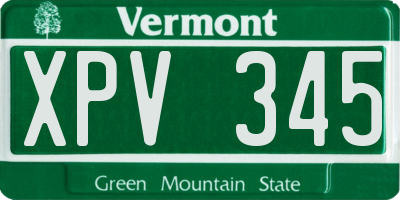 VT license plate XPV345