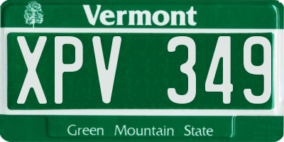 VT license plate XPV349