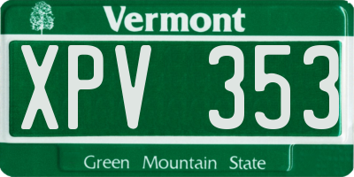 VT license plate XPV353