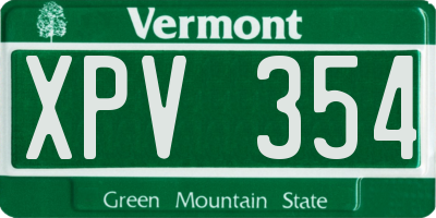 VT license plate XPV354