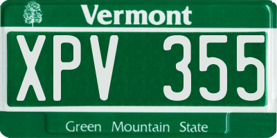 VT license plate XPV355