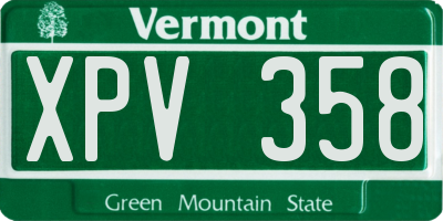 VT license plate XPV358