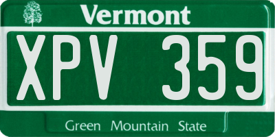 VT license plate XPV359