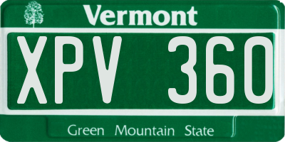 VT license plate XPV360