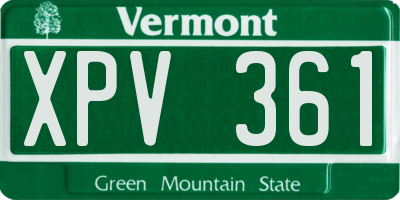 VT license plate XPV361