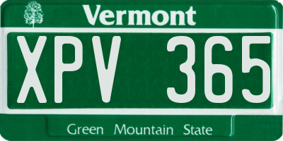 VT license plate XPV365