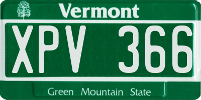 VT license plate XPV366