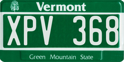 VT license plate XPV368