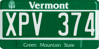 VT license plate XPV374