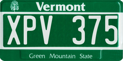 VT license plate XPV375