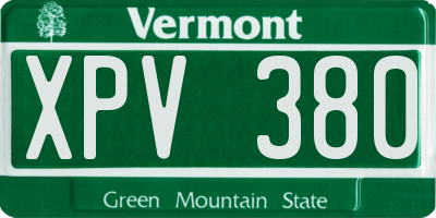 VT license plate XPV380