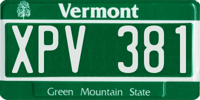 VT license plate XPV381