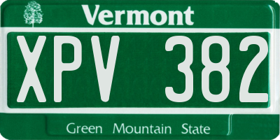 VT license plate XPV382