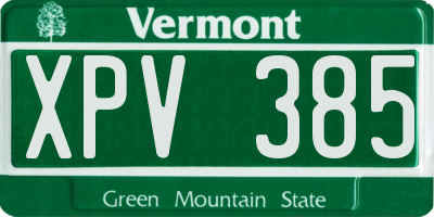 VT license plate XPV385