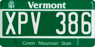 VT license plate XPV386