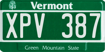 VT license plate XPV387