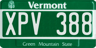 VT license plate XPV388