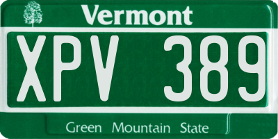 VT license plate XPV389