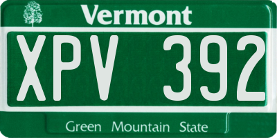 VT license plate XPV392