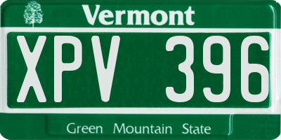 VT license plate XPV396