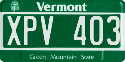 VT license plate XPV403