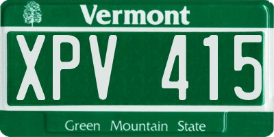 VT license plate XPV415