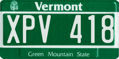 VT license plate XPV418