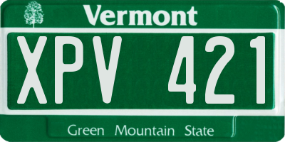 VT license plate XPV421
