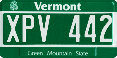 VT license plate XPV442