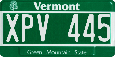 VT license plate XPV445