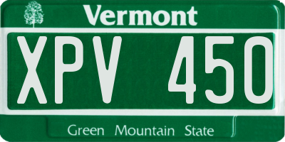 VT license plate XPV450