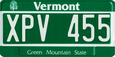 VT license plate XPV455