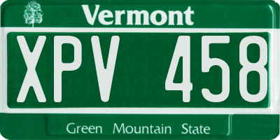 VT license plate XPV458