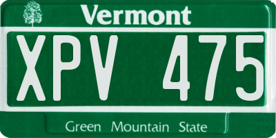 VT license plate XPV475